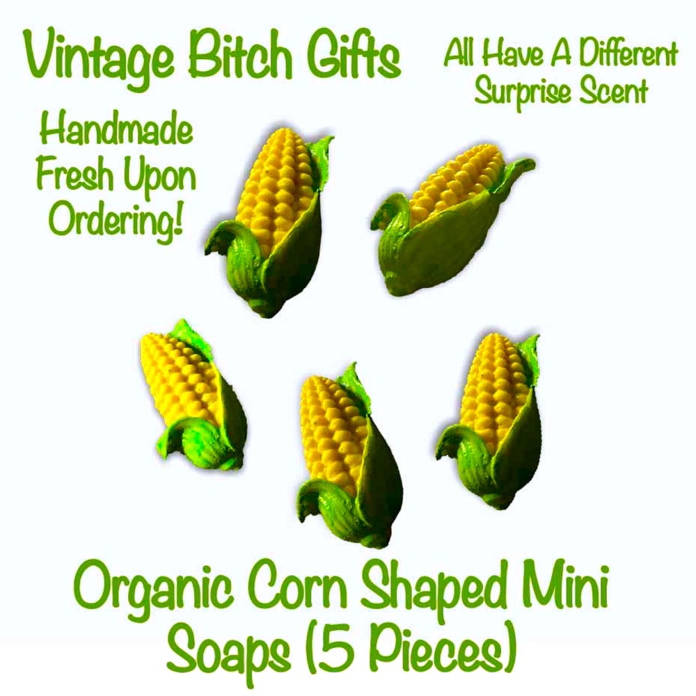 VintageBitch Gifts New Handmade Organic Corn Mini Soaps (5 Pcs) Surprise Scented